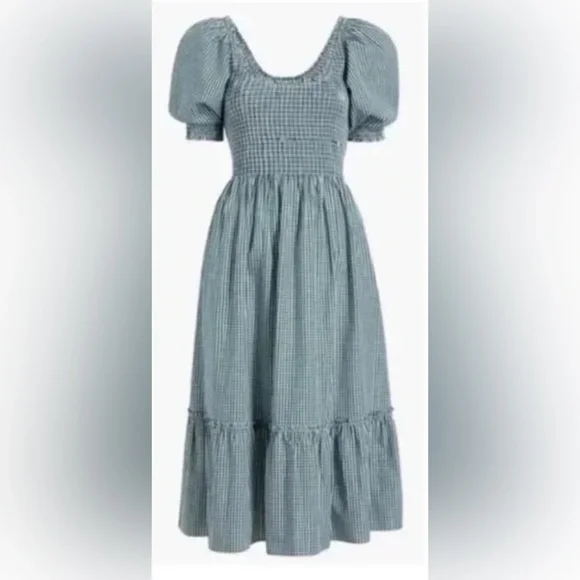 Hill House Blue Gingham Midi Dress - Picture 1 of 10